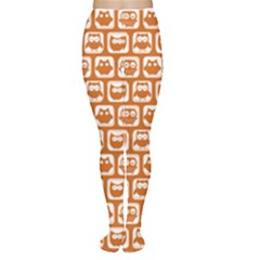 Orange And White Owl Pattern Tights by GardenOfOphir