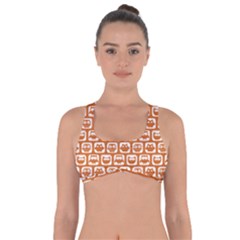 Orange And White Owl Pattern Got No Strings Sports Bra by GardenOfOphir