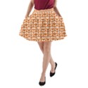 Orange And White Owl Pattern A-Line Pocket Skirt View1