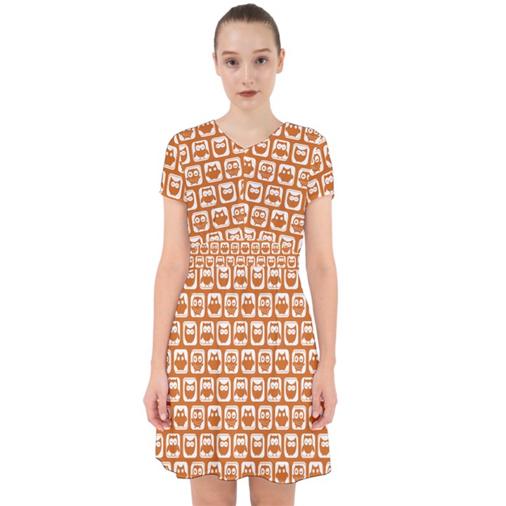 Orange And White Owl Pattern Adorable in Chiffon Dress