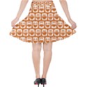 Orange And White Owl Pattern Velvet High Waist Skirt View2