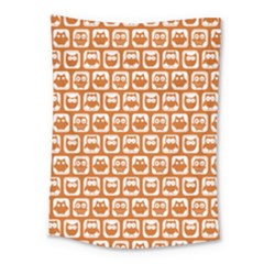 Orange And White Owl Pattern Medium Tapestry by GardenOfOphir