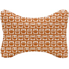 Orange And White Owl Pattern Seat Head Rest Cushion by GardenOfOphir