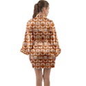 Orange And White Owl Pattern Long Sleeve Satin Kimono View2