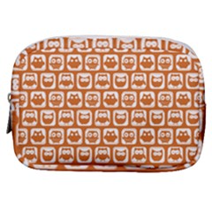 Orange And White Owl Pattern Make Up Pouch (small) by GardenOfOphir