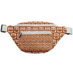 Orange And White Owl Pattern Fanny Pack by GardenOfOphir