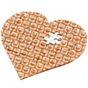 Orange And White Owl Pattern Wooden Puzzle Heart View2