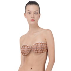 Orange And White Owl Pattern Classic Bandeau Bikini Top  by GardenOfOphir