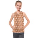 Orange And White Owl Pattern Kids  Sleeveless Hoodie View1