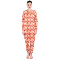 Coral And White Owl Pattern Onepiece Jumpsuit (ladies) by GardenOfOphir