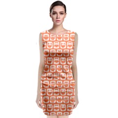 Coral And White Owl Pattern Classic Sleeveless Midi Dress by GardenOfOphir