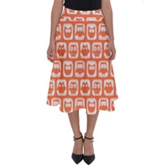 Coral And White Owl Pattern Perfect Length Midi Skirt by GardenOfOphir