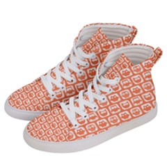 Coral And White Owl Pattern Women s Hi-top Skate Sneakers by GardenOfOphir