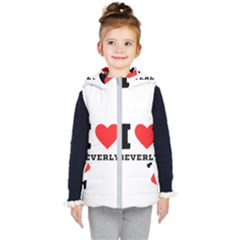 I Love Beverly Kids  Hooded Puffer Vest by ilovewhateva