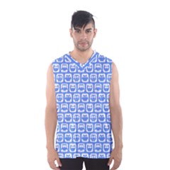 Blue And White Owl Pattern Men s Basketball Tank Top by GardenOfOphir