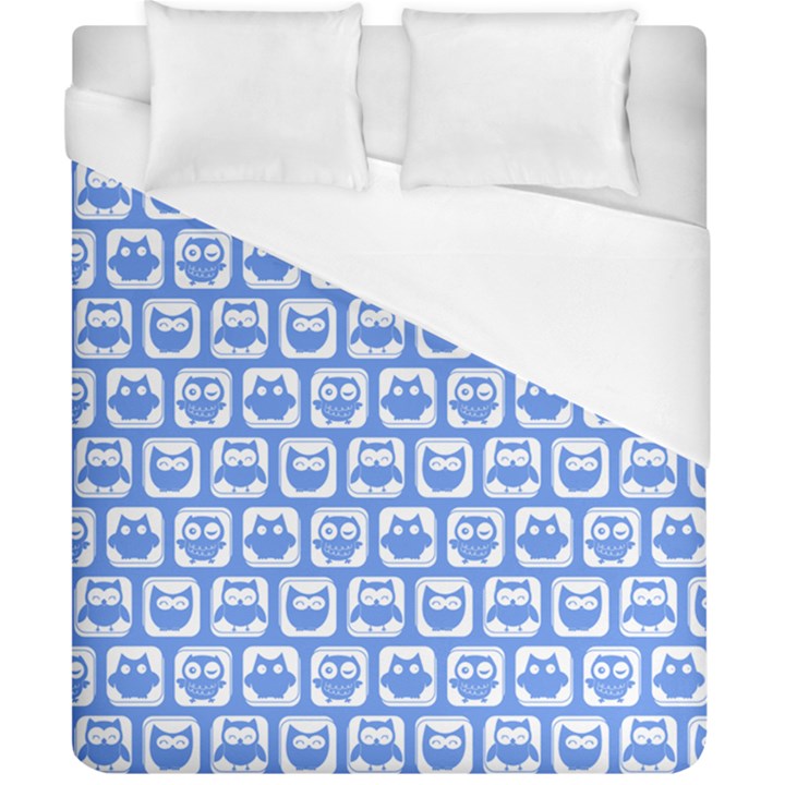 Blue And White Owl Pattern Duvet Cover (California King Size)