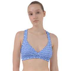 Blue And White Owl Pattern Sweetheart Sports Bra by GardenOfOphir