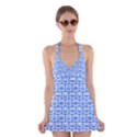 Blue And White Owl Pattern Halter Dress Swimsuit  View1