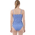 Blue And White Owl Pattern Cut Out Top Tankini Set View2