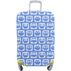 Blue And White Owl Pattern Luggage Cover (large) by GardenOfOphir