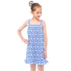 Blue And White Owl Pattern Kids  Overall Dress by GardenOfOphir