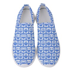 Blue And White Owl Pattern Women s Slip On Sneakers by GardenOfOphir