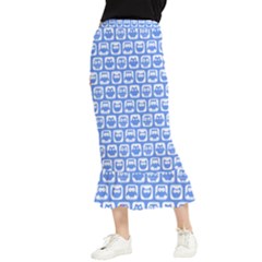 Blue And White Owl Pattern Maxi Fishtail Chiffon Skirt by GardenOfOphir