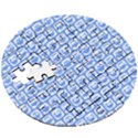 Blue And White Owl Pattern Wooden Puzzle Round View3