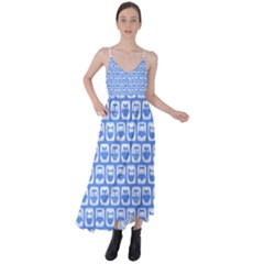 Blue And White Owl Pattern Tie Back Maxi Dress by GardenOfOphir