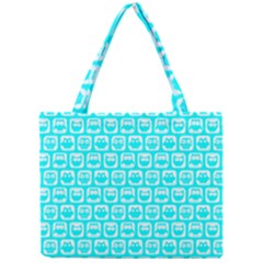 Aqua Turquoise And White Owl Pattern Mini Tote Bag by GardenOfOphir