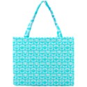 Aqua Turquoise And White Owl Pattern Mini Tote Bag View1