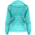 Aqua Turquoise And White Owl Pattern Women s Pullover Hoodie View2