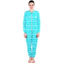 Aqua Turquoise And White Owl Pattern OnePiece Jumpsuit (Ladies) View1