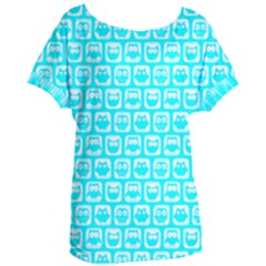 Aqua Turquoise And White Owl Pattern Women s Oversized Tee by GardenOfOphir