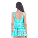 Aqua Turquoise And White Owl Pattern Skater Dress Swimsuit View2