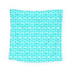 Aqua Turquoise And White Owl Pattern Square Tapestry (small) by GardenOfOphir