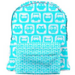 Aqua Turquoise And White Owl Pattern Giant Full Print Backpack by GardenOfOphir