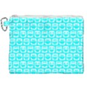 Aqua Turquoise And White Owl Pattern Canvas Cosmetic Bag (XXL) View1