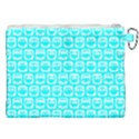 Aqua Turquoise And White Owl Pattern Canvas Cosmetic Bag (XXL) View2