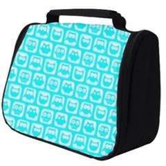 Aqua Turquoise And White Owl Pattern Full Print Travel Pouch (big) by GardenOfOphir