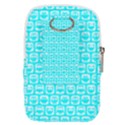 Aqua Turquoise And White Owl Pattern Belt Pouch Bag (Small) View2