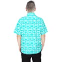 Aqua Turquoise And White Owl Pattern Men s Hawaii Shirt View2