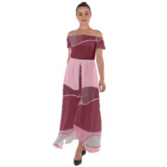 Hills Water Lake Sun Sunrise Lines Drawing Boho Off Shoulder Open Front Chiffon Dress by Ravend