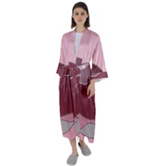 Hills Water Lake Sun Sunrise Lines Drawing Boho Maxi Satin Kimono by Ravend