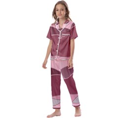 Hills Water Lake Sun Sunrise Lines Drawing Boho Kids  Satin Short Sleeve Pajamas Set by Ravend