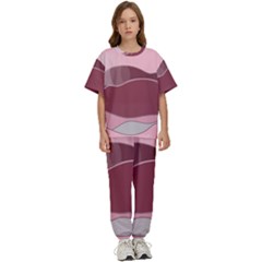 Hills Water Lake Sun Sunrise Lines Drawing Boho Kids  Tee And Pants Sports Set by Ravend