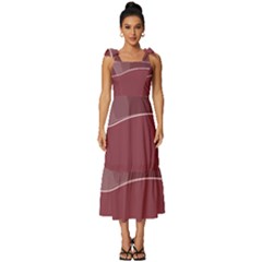 Hills Water Lake Sun Sunrise Lines Drawing Boho Tie-strap Tiered Midi Chiffon Dress by Ravend