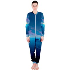 Ai Generated Ocean Sea Water Anime Nautical Onepiece Jumpsuit (ladies) by Ravend