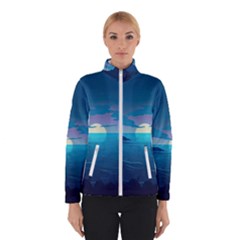 Ai Generated Ocean Sea Water Anime Nautical Women s Bomber Jacket