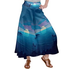 Ai Generated Ocean Sea Water Anime Nautical Women s Satin Palazzo Pants by Ravend